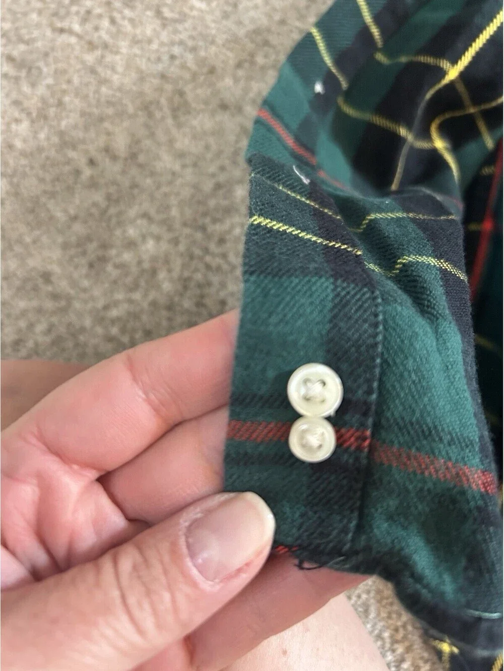 Ralph Lauren Vintage Shirt Boys 6 Green Black Plaid Flannel Button Down Pony